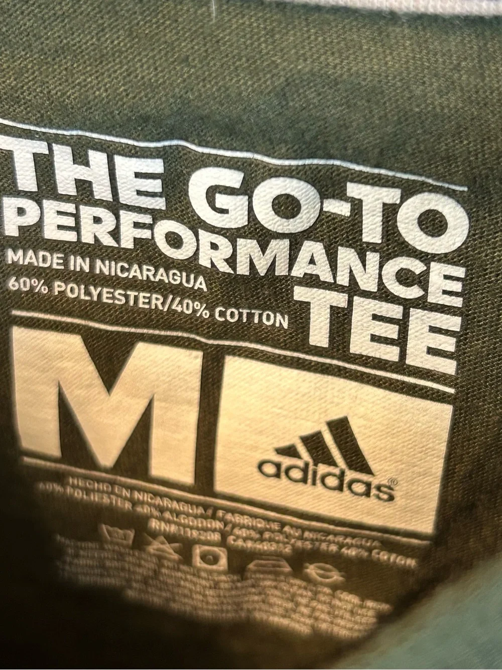 Adidas ClimaLite Men's Olive Green Go To Performance Crew Tee Size M
